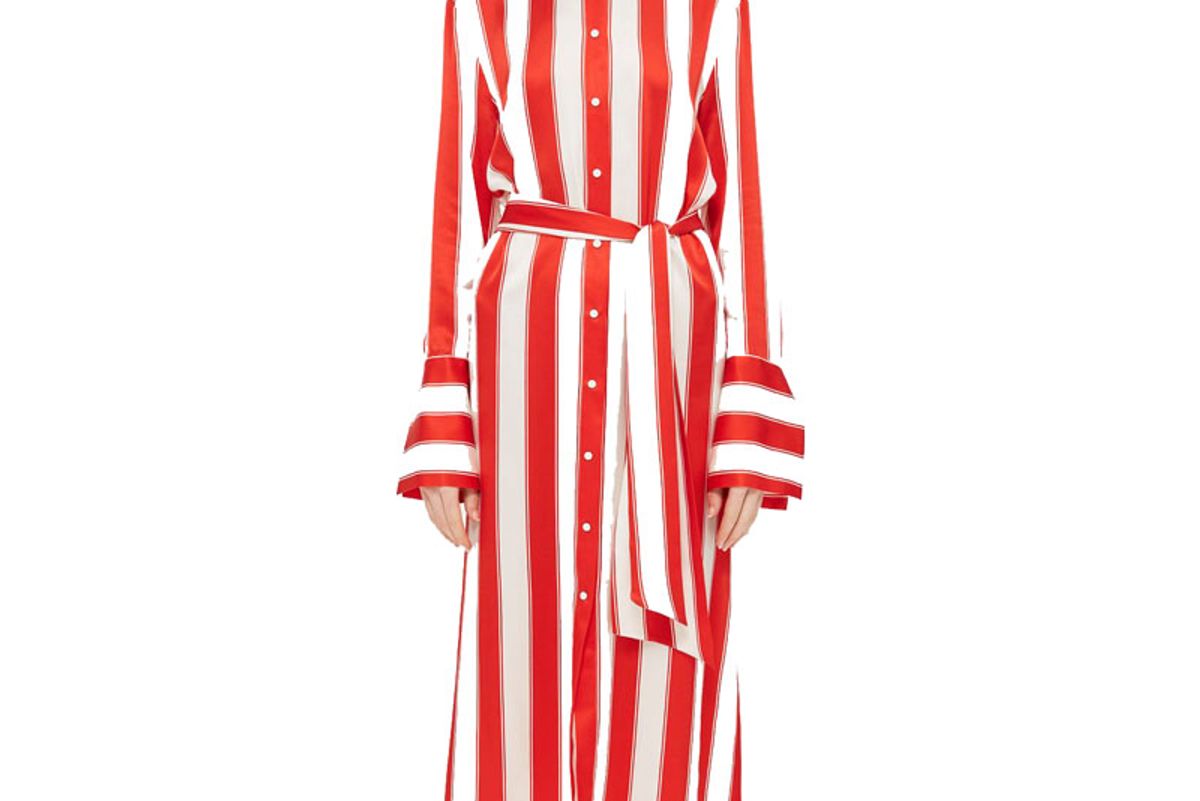 Stripe Silk Satin Shirt Dress by Boutique
