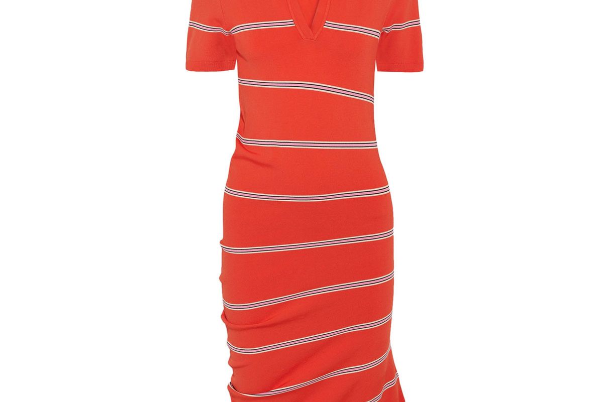 Margot Asymmetric Striped Stretch-Knit Dress