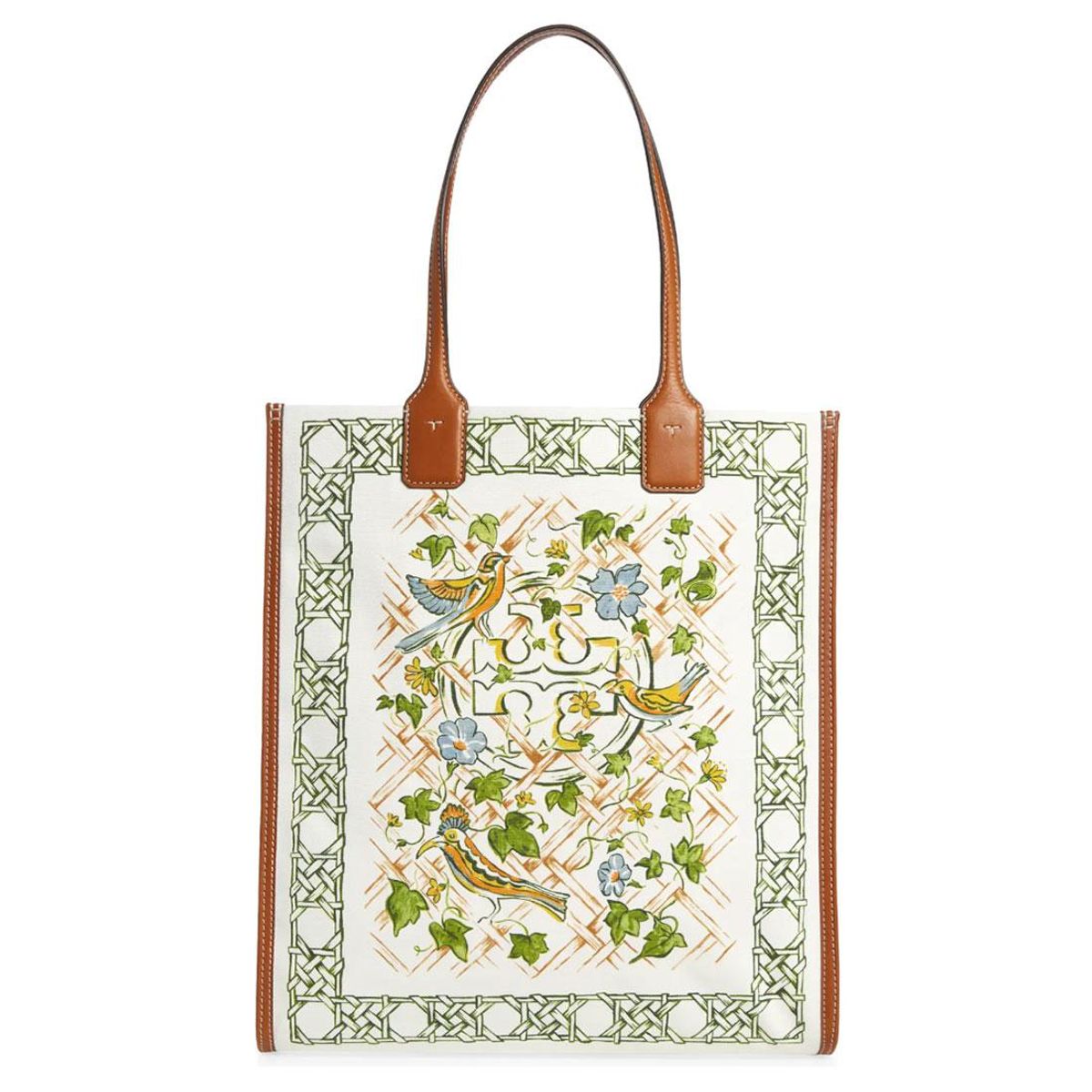 tory burch ella print canvas tote