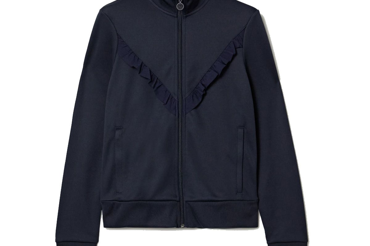 tory sport ruffled stretch knit track jacket