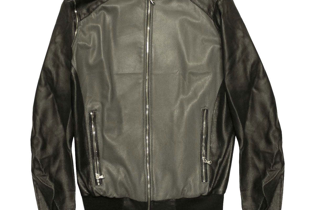 Leather Perforated Varsity Jacket