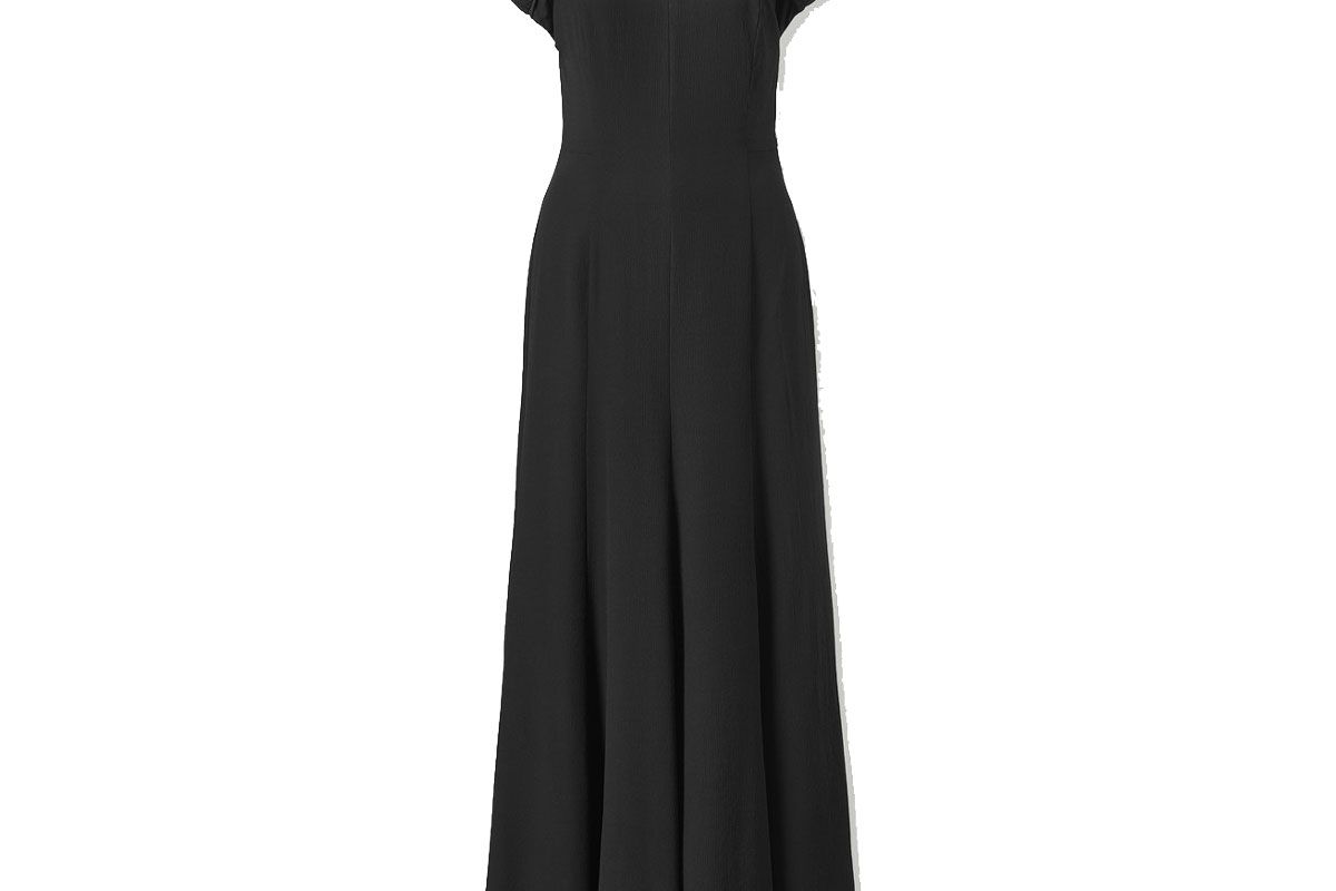 tove yves open back silk crepe maxi dress