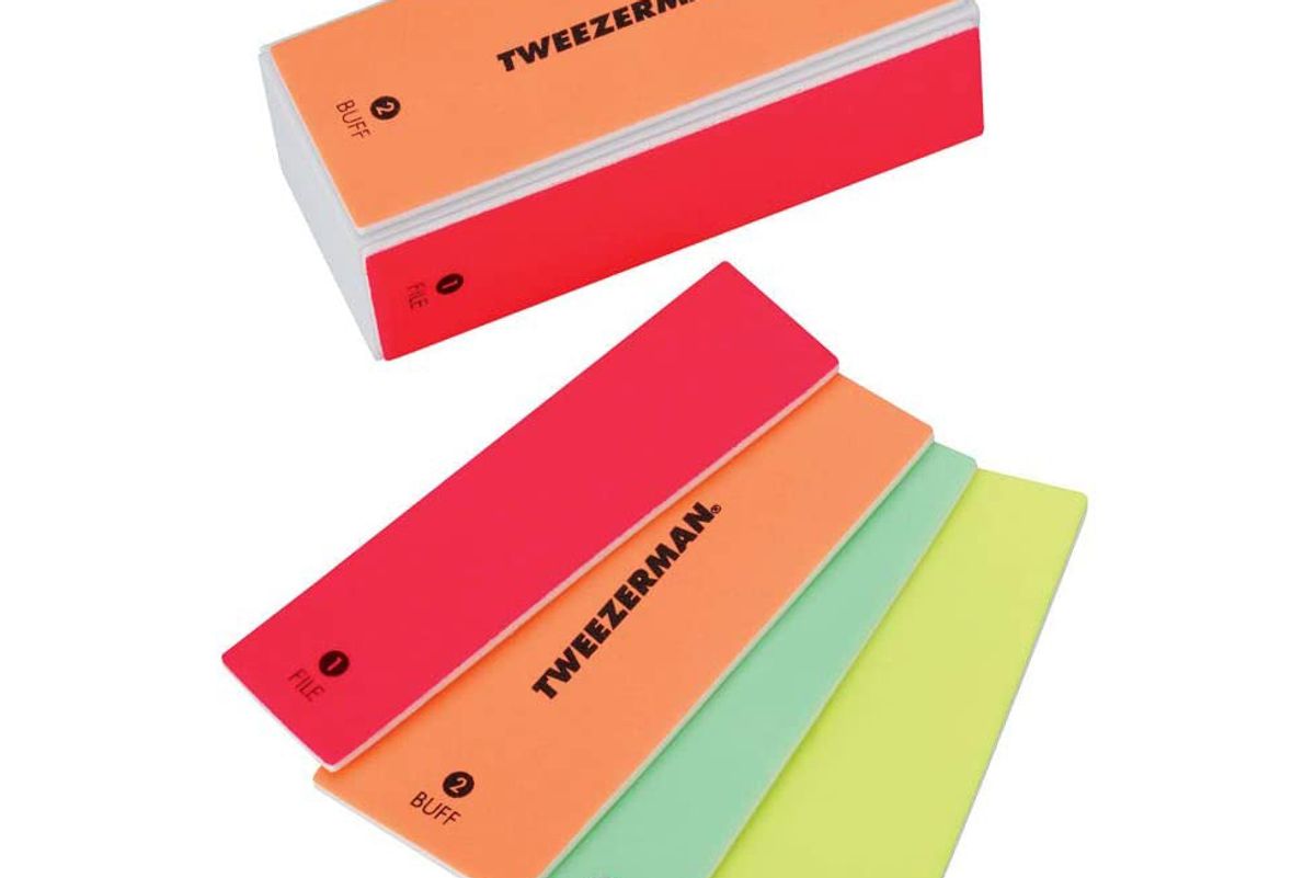 tweezerman neon hot 4 in 1 file smooth and shine block