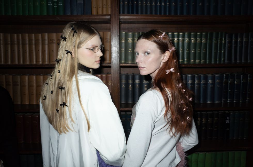 two models backstage for Sandy Liang FW23