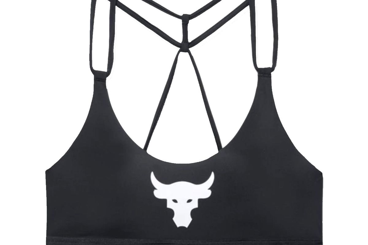 ua x project rock bull triangle black bralette