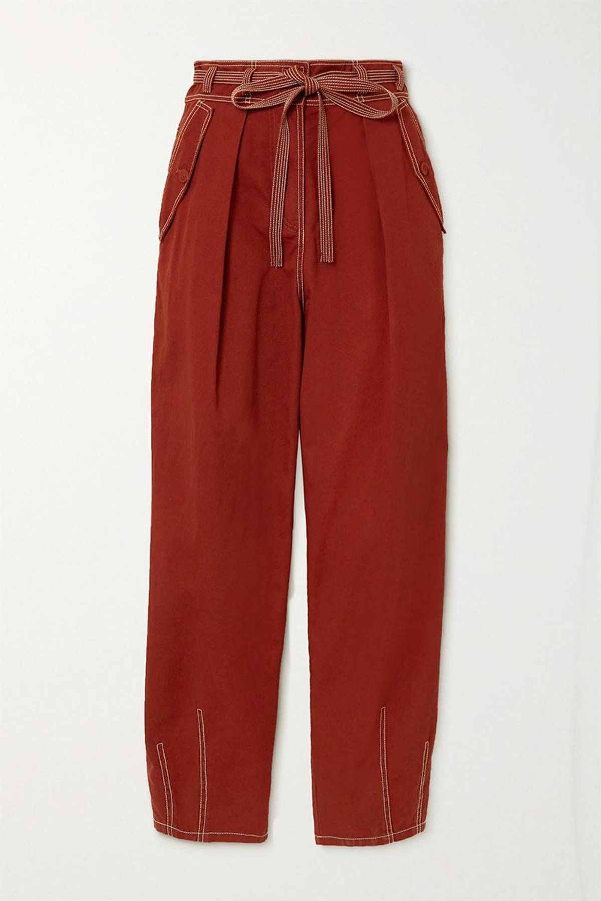 ulla johnson lars pleated cotton tapered pants