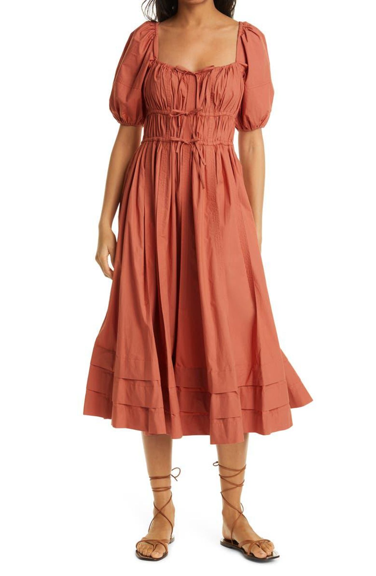 ulla johnson palma puff sleeve cotton a line dress