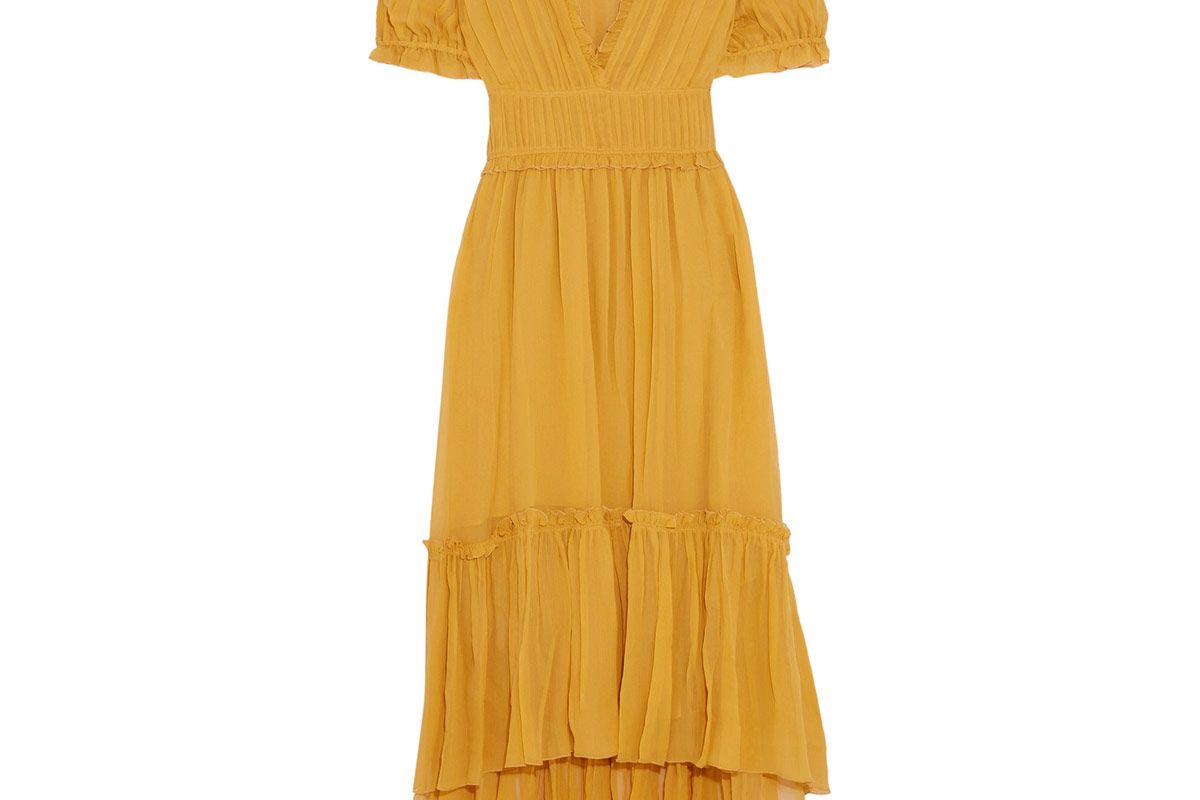 Sonja Ruffled Crinkled Silk-Chiffon Dress