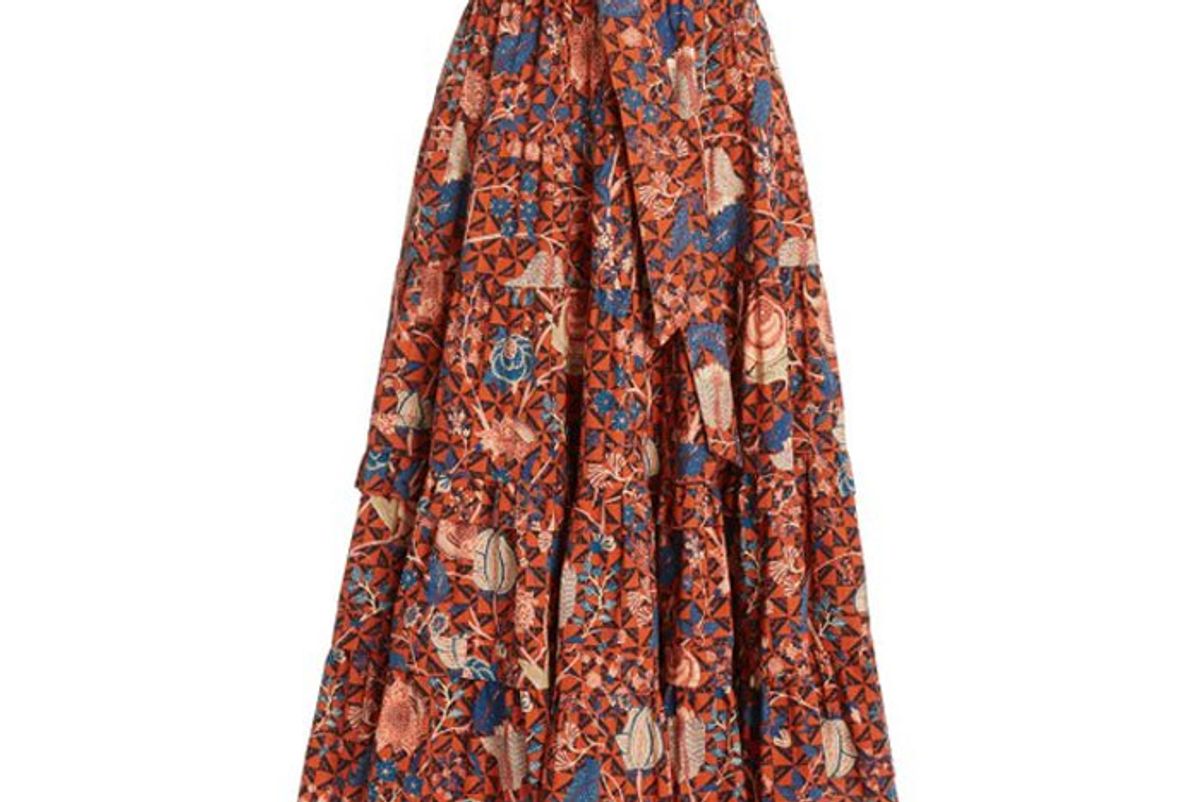 ulla johnson sigrid floral cotton midi skirt