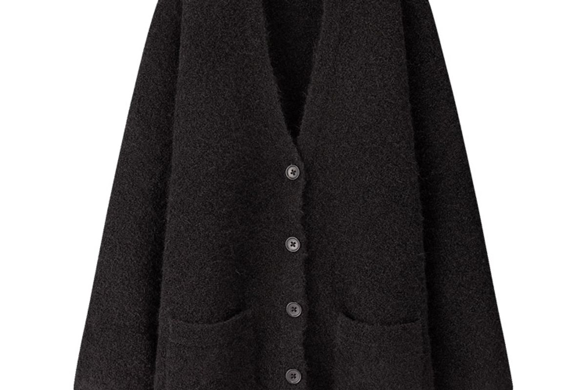 uniqlo u wool blend boucle knit coat