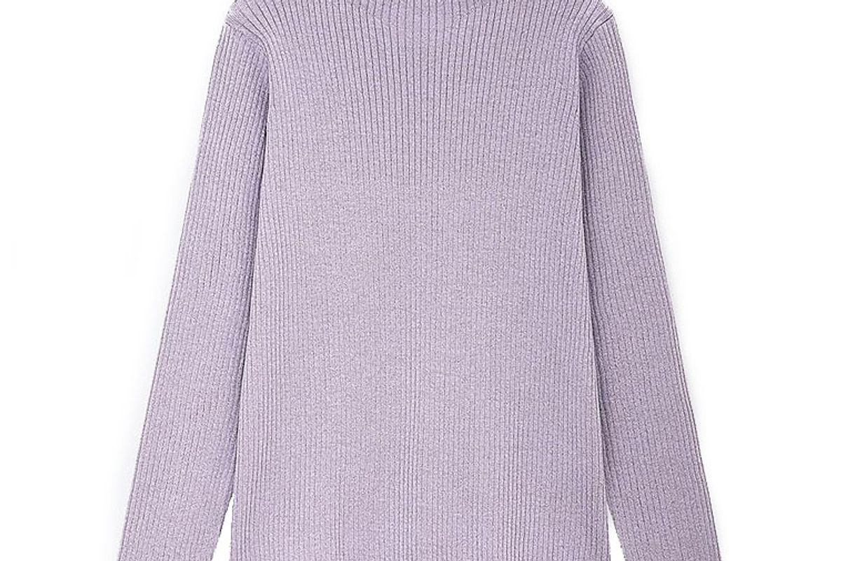 uniqlo women shiny ribbed high neck sweater