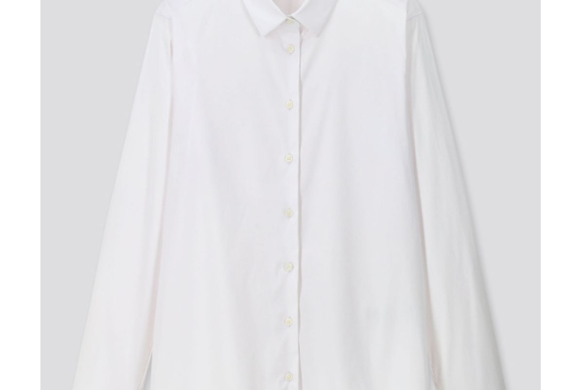 uniqlo women supima cotton stretch long sleeve shirt