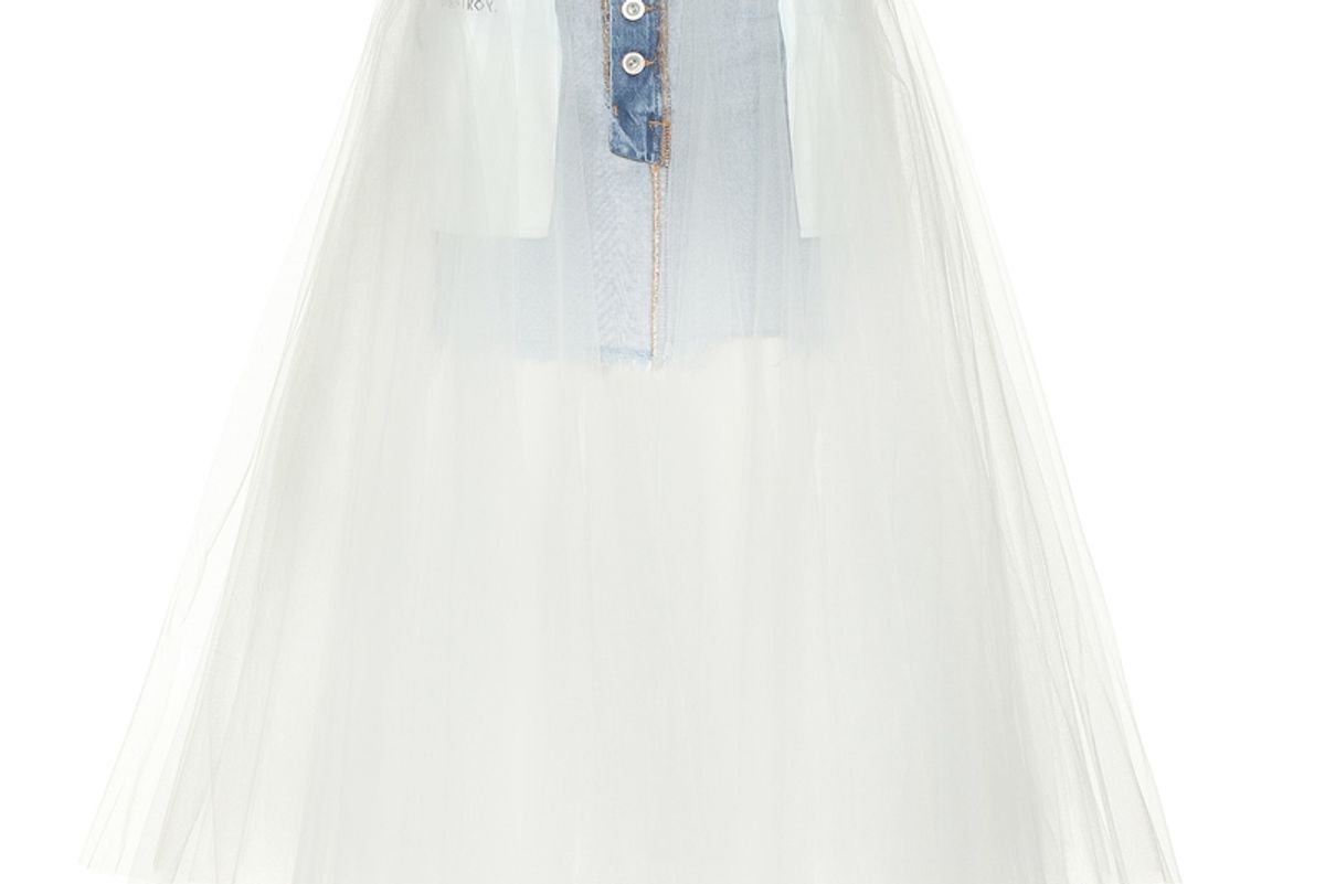 unravel denim and tulle skirt