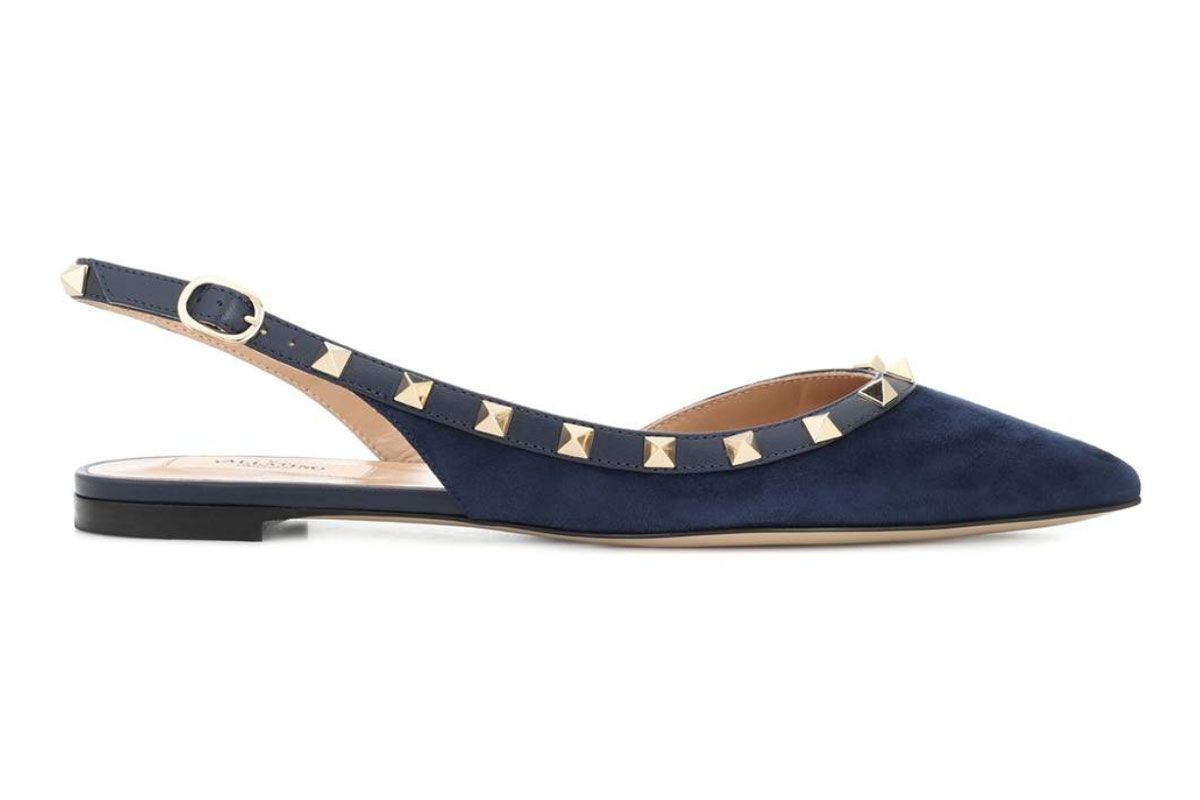 valentino garavani ballerina slingback rockstud suede slingback ballet flats