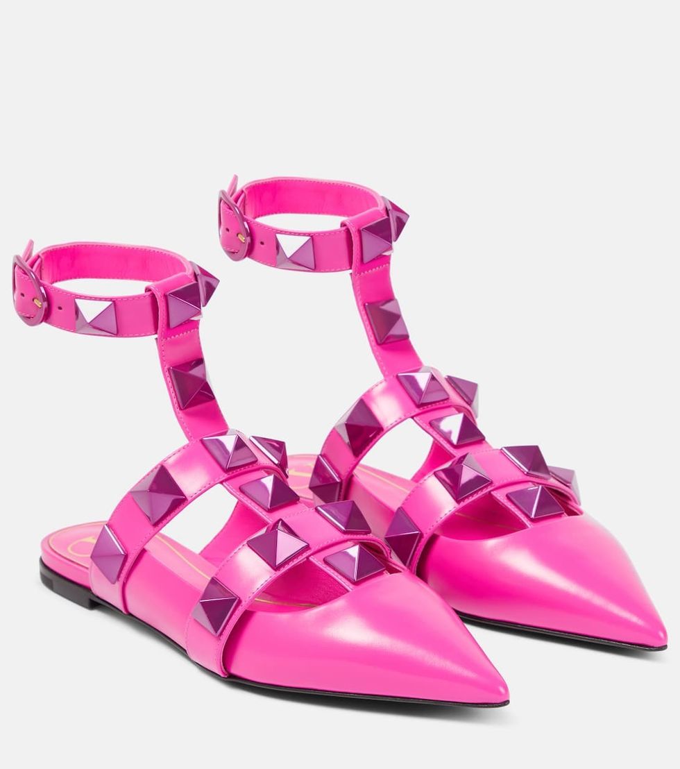 Valentino Garavani Roman Stud Leather Ballet Flats