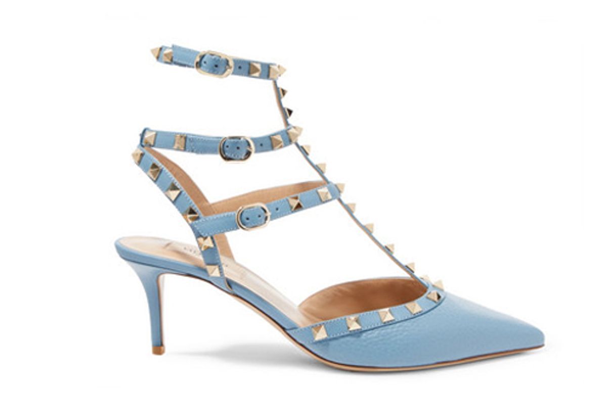 valentino garavani the rockstud textured leather pumps