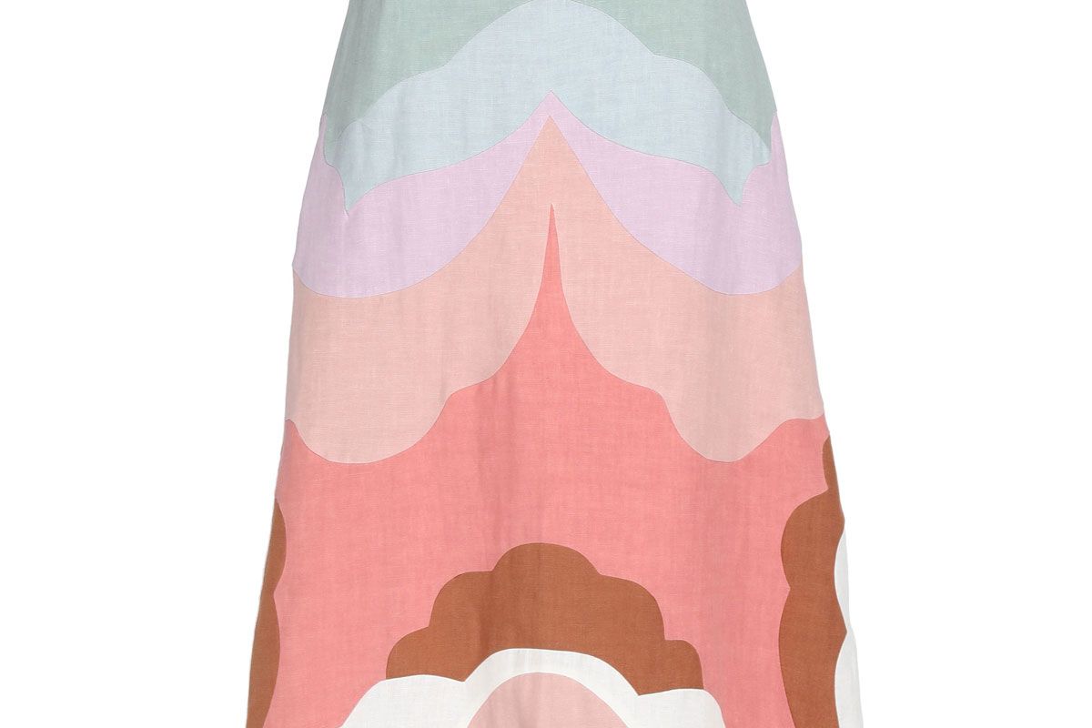 valentino paneled linen maxi skirt