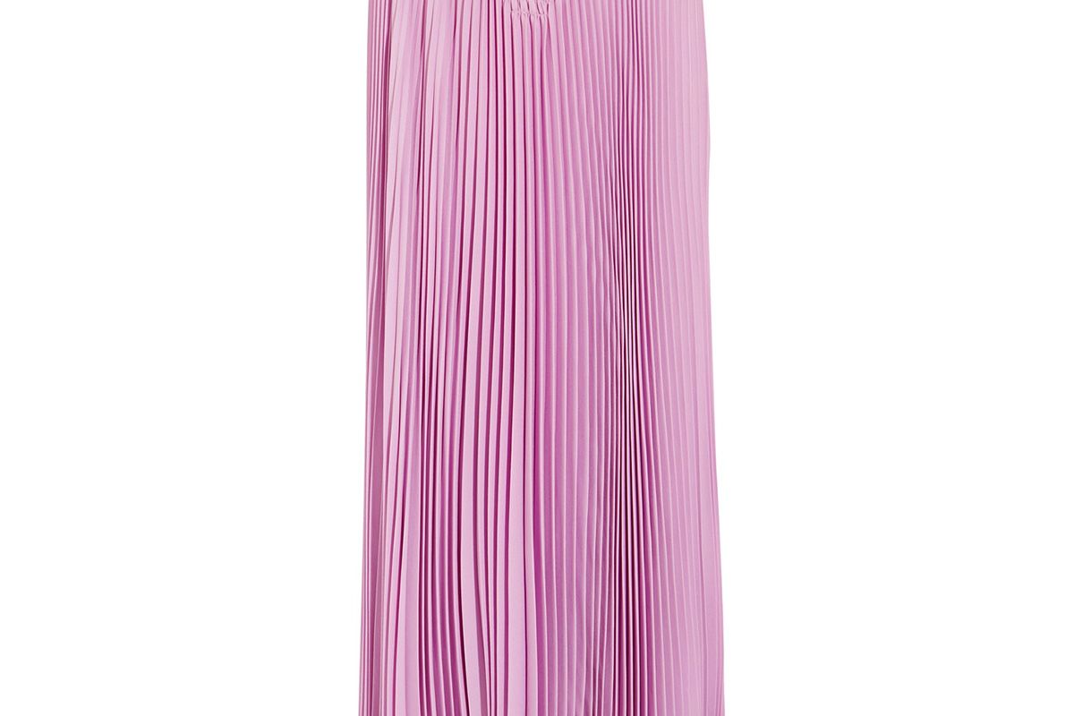 Pleated silk-crepe midi skirt