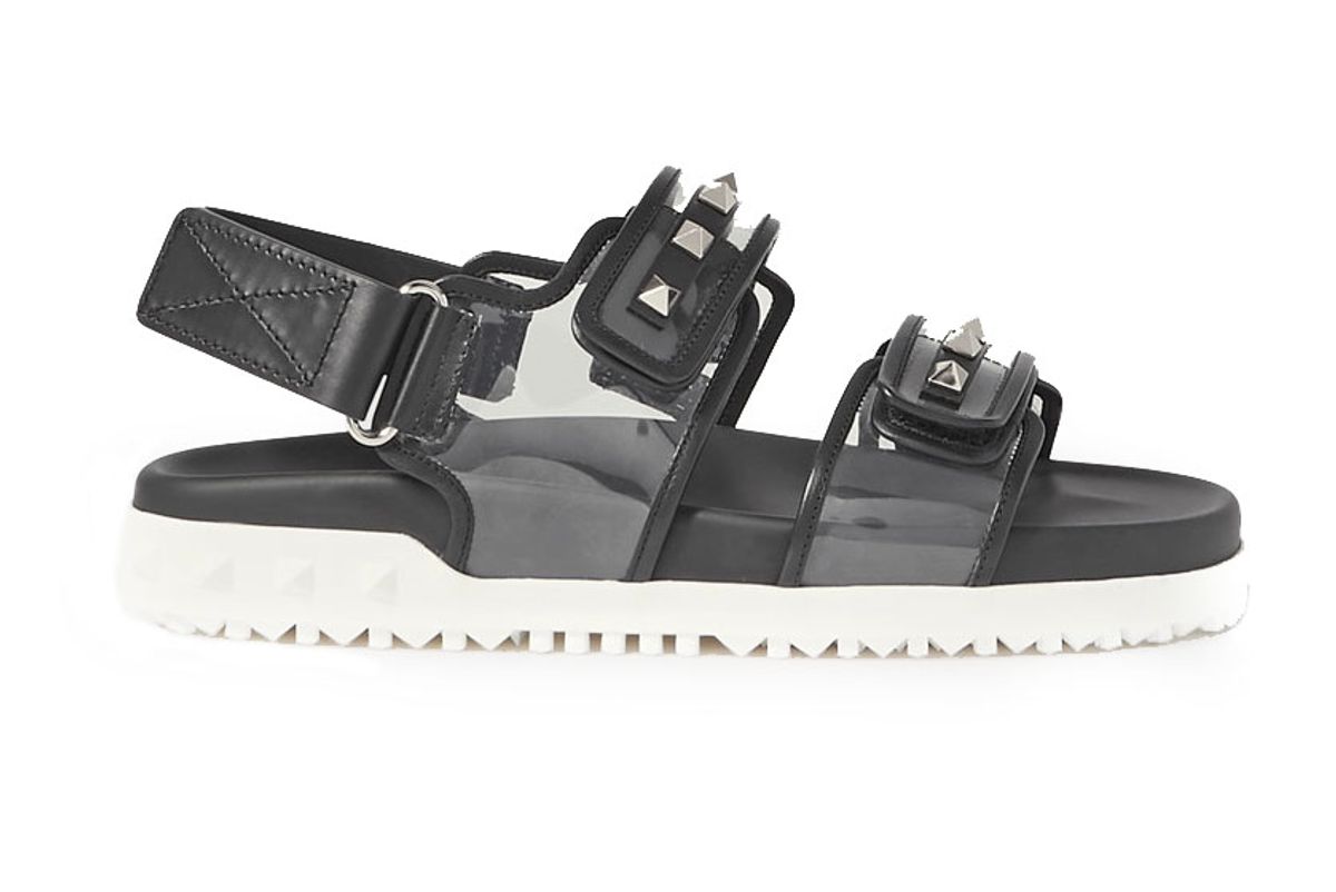 valentino rockstud leather and pvc sandals