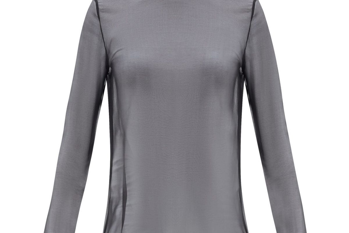 valentino roll neck sheer silk chiffon top