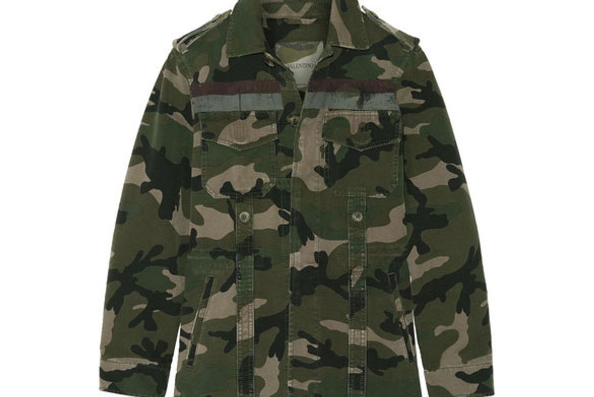 valentino striped camouflage print cotton gabardine jacket