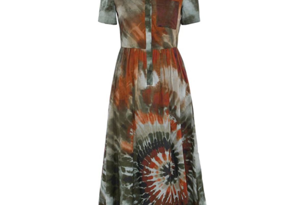 valentino tie dyed-cotton voile midi shirt dress