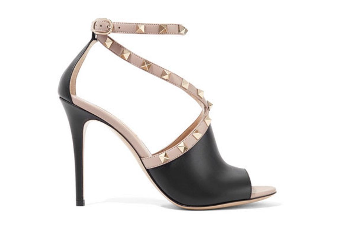 valentino valentino garavani the rockstud two tone leather sandals