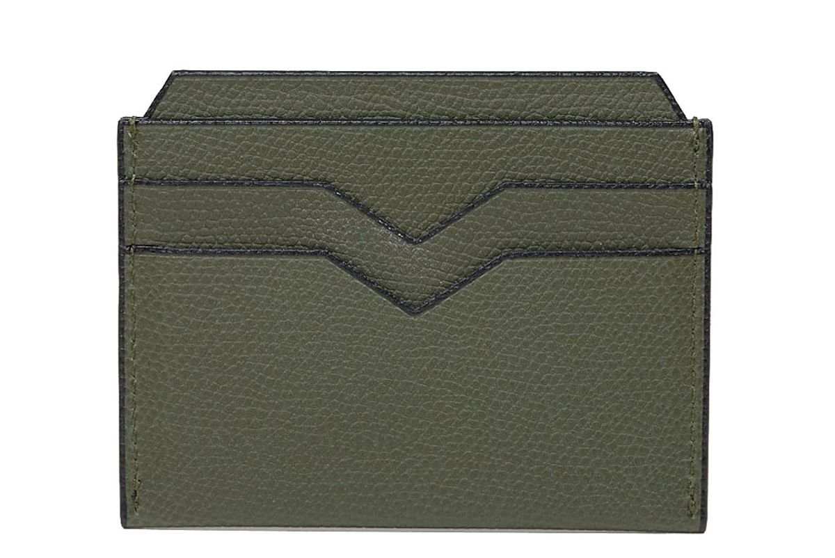 valextra leather card case green