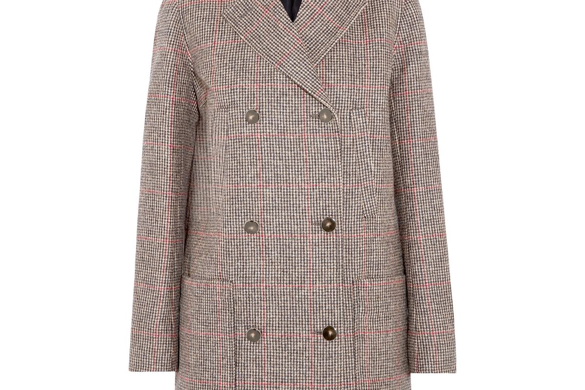 Double-Breasted Checked Wool-Tweed Coat