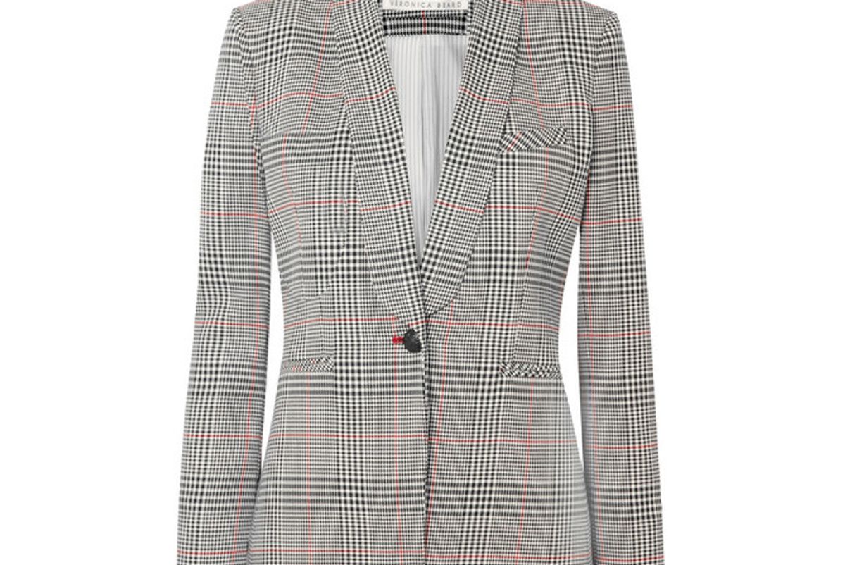 veronica beard eva checked crepe blazer