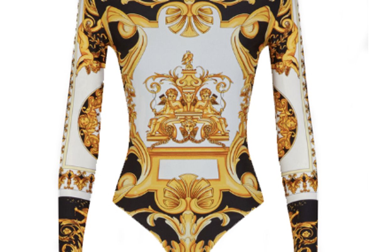 versace barocco ss 92 print bodysuit