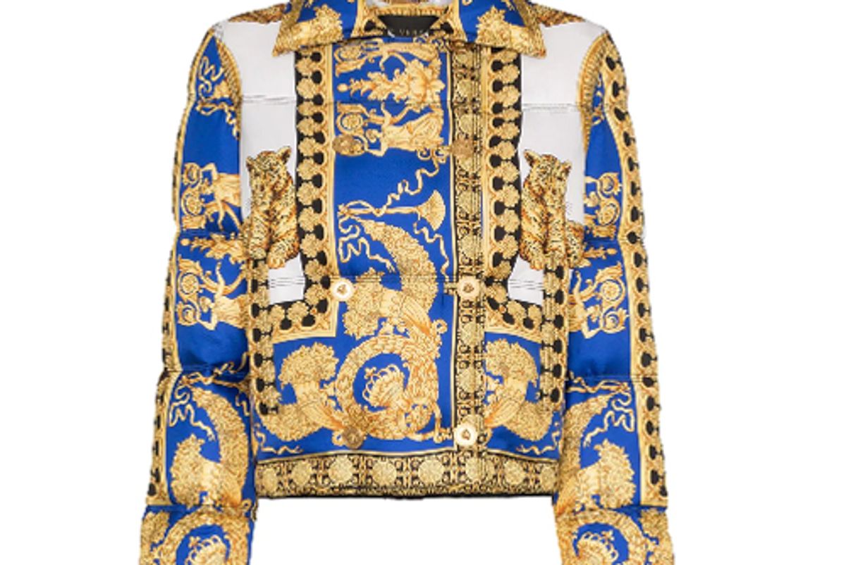 versace double breasted padded jacket