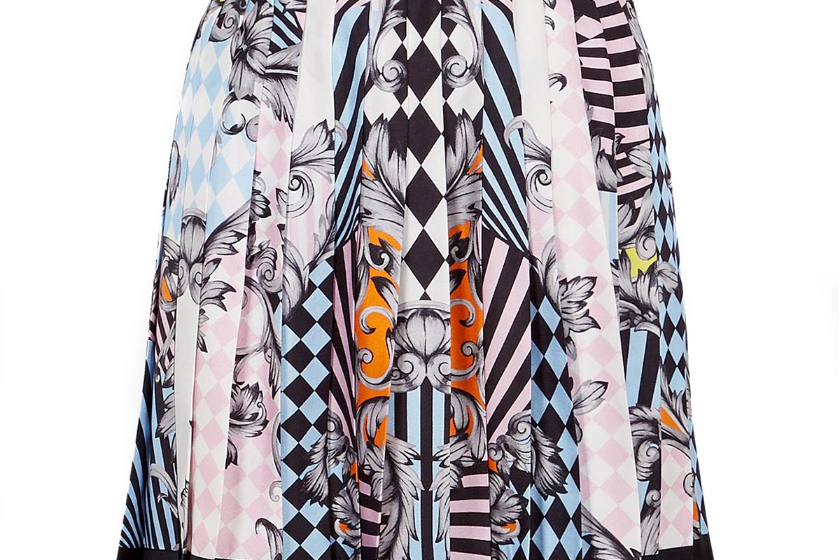 versace harlequin print pleated skirt