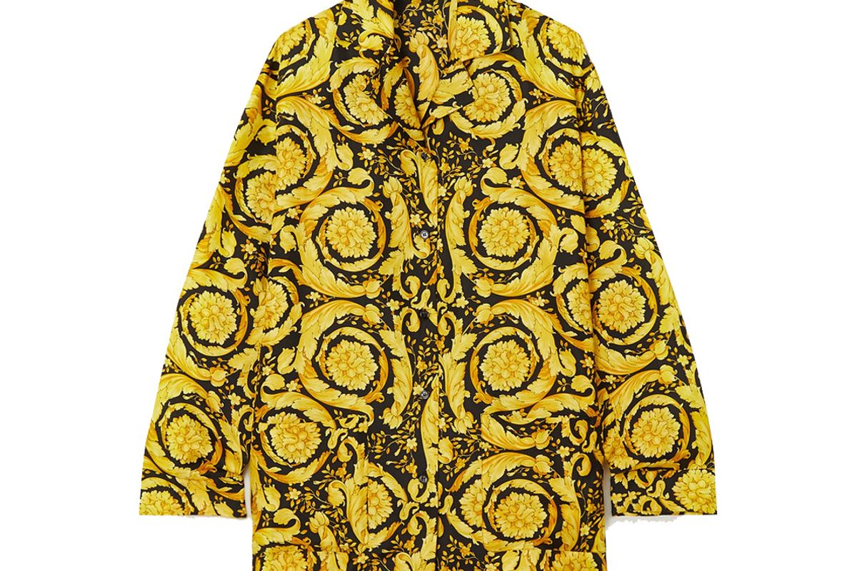 versace printed silk pajama shirt