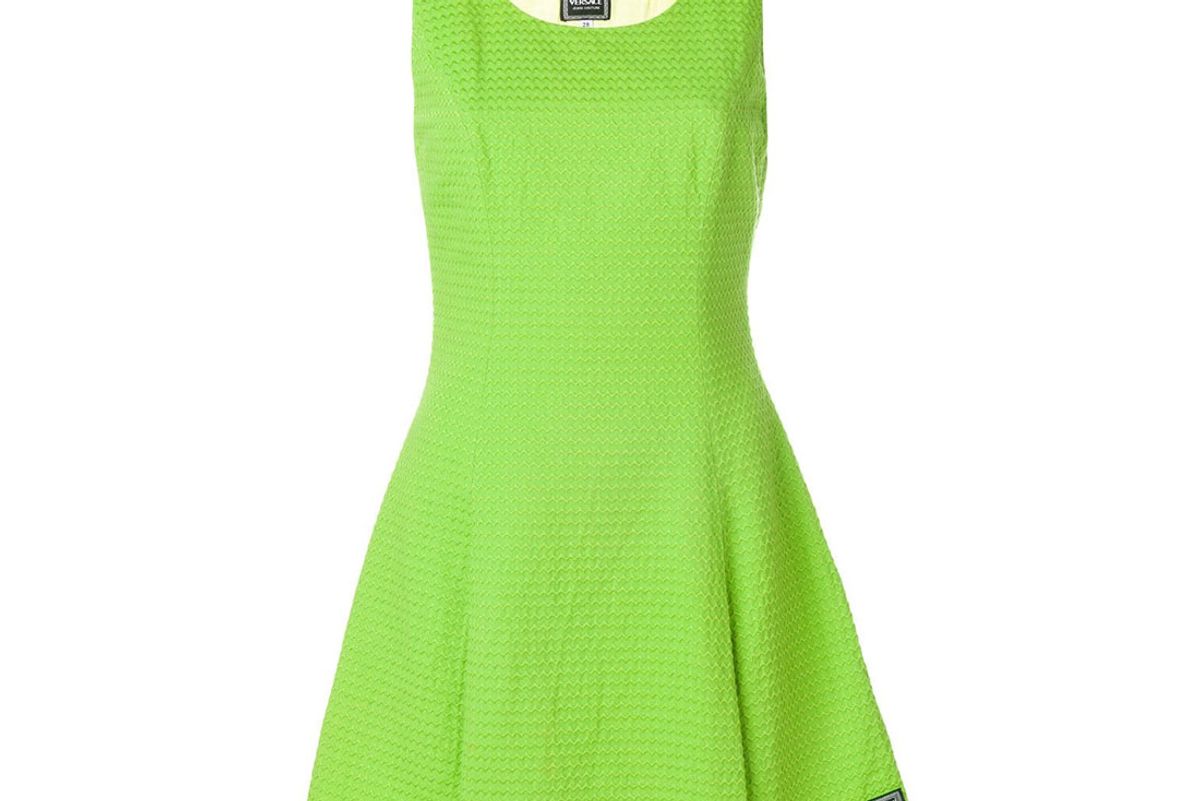 versace vintag embroidered fit and flare dress