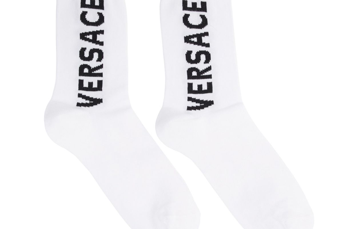 versace white ankle ruffle socks