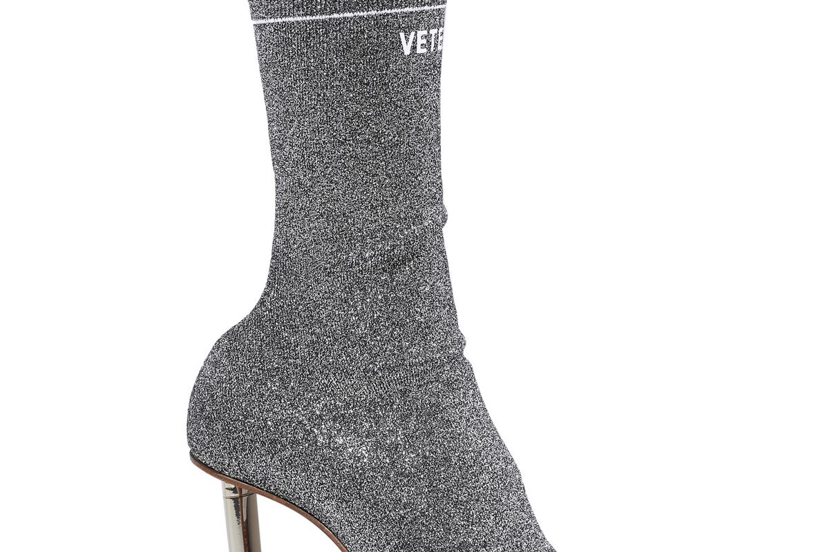 vetements logo print lurex sock boots