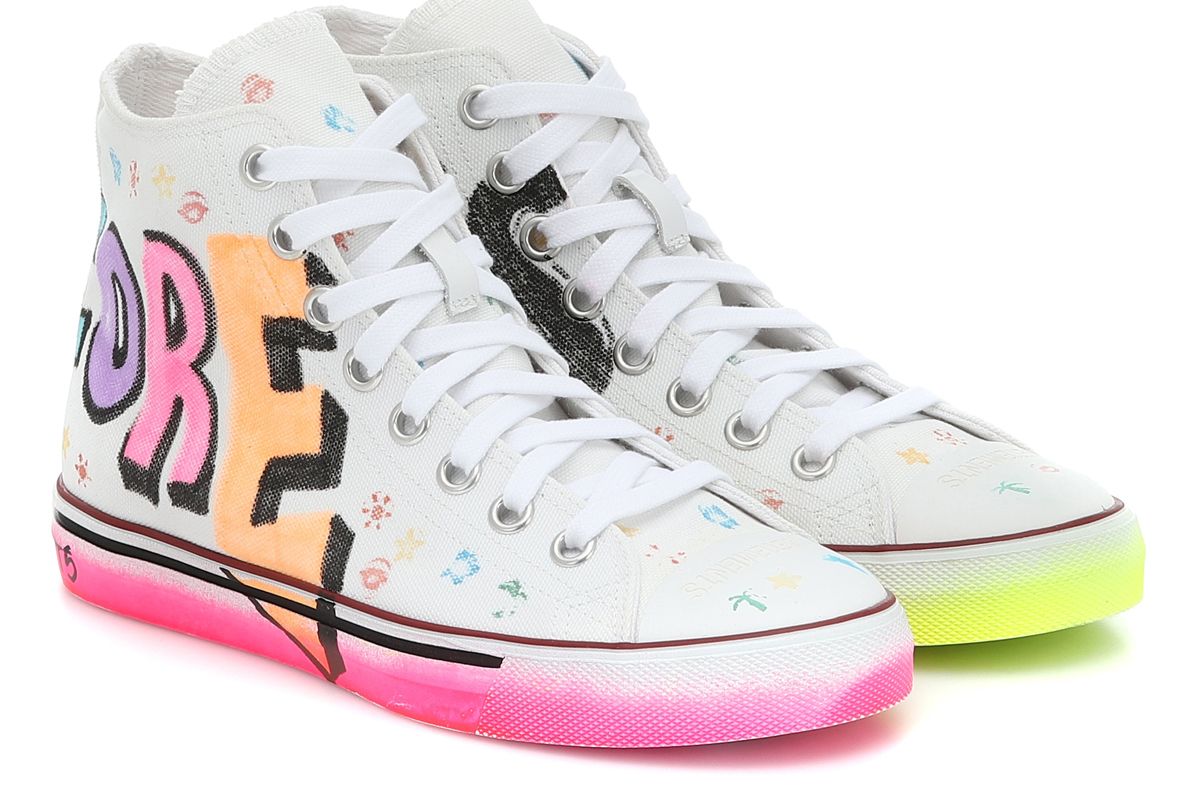 vetements printed canvas high top sneakers