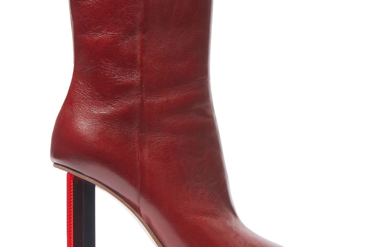 Textured-Leather Ankle Boots
