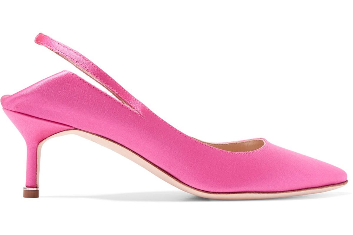 Satin Slingback Pumps in Pink