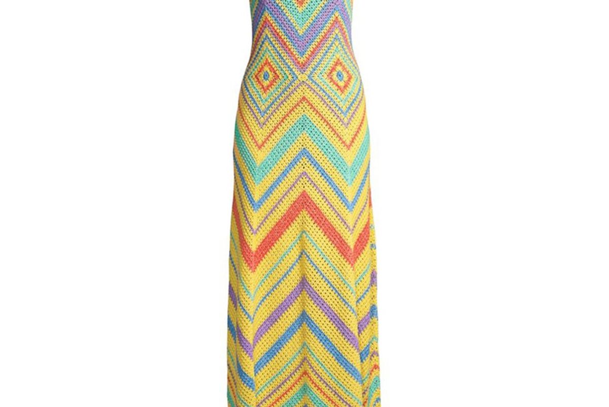 victor glemaud rainbow crochet maxi dress