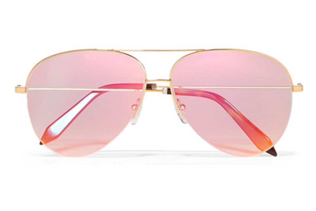 victoria beckham classic victoria aviator style gold tone holographic sunglasses
