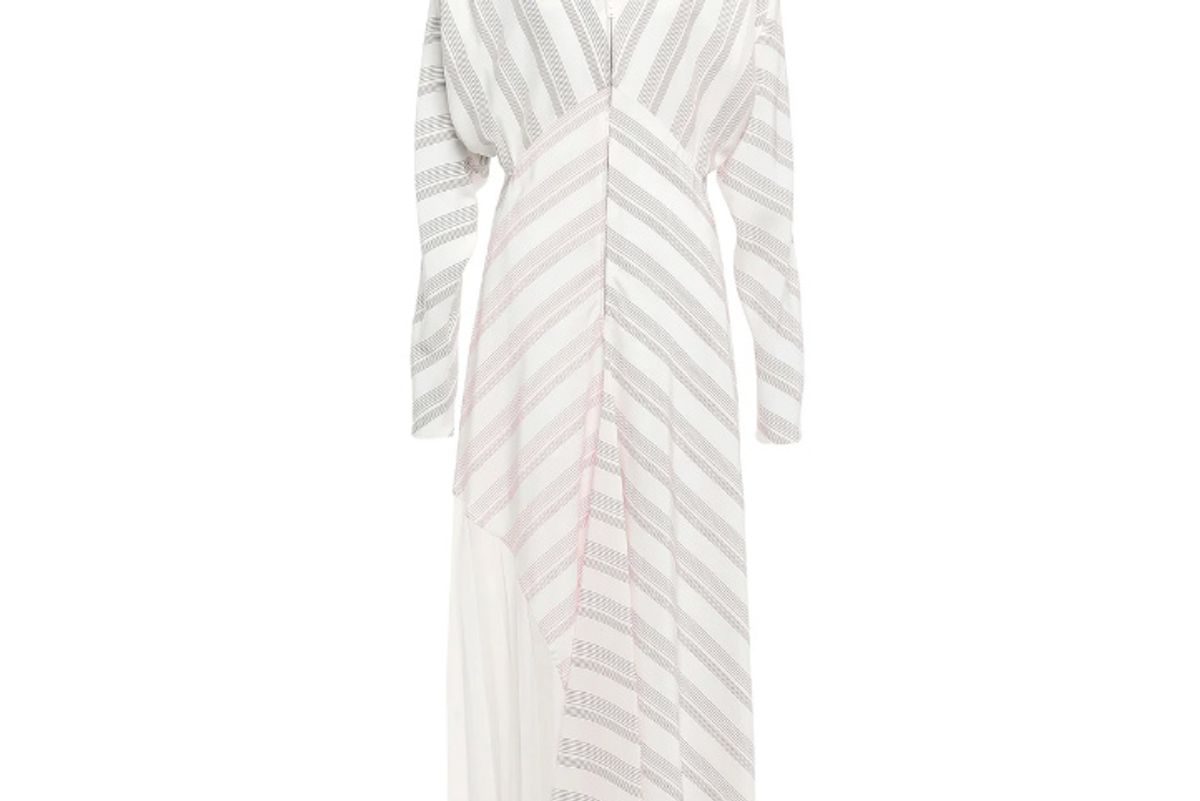 victoria beckham crepe paneled striped silk cady maxi dress
