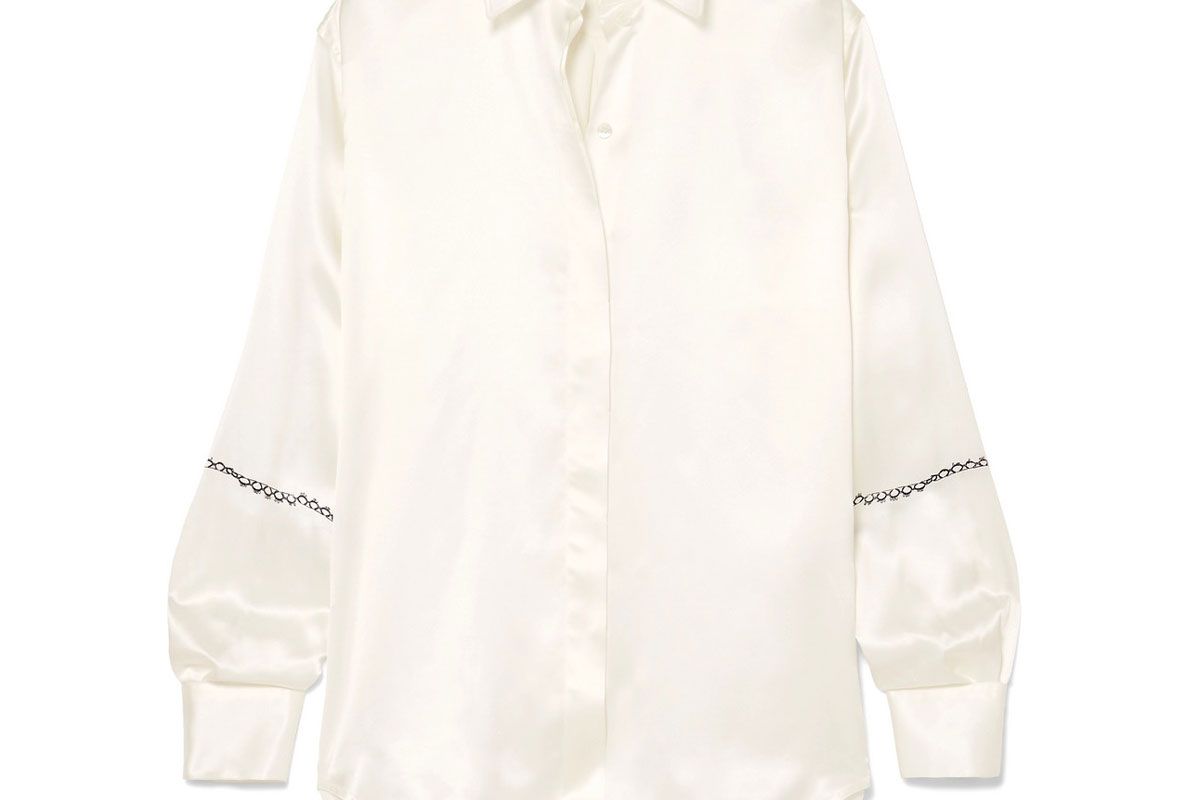 victoria beckham printed silk satin shirt