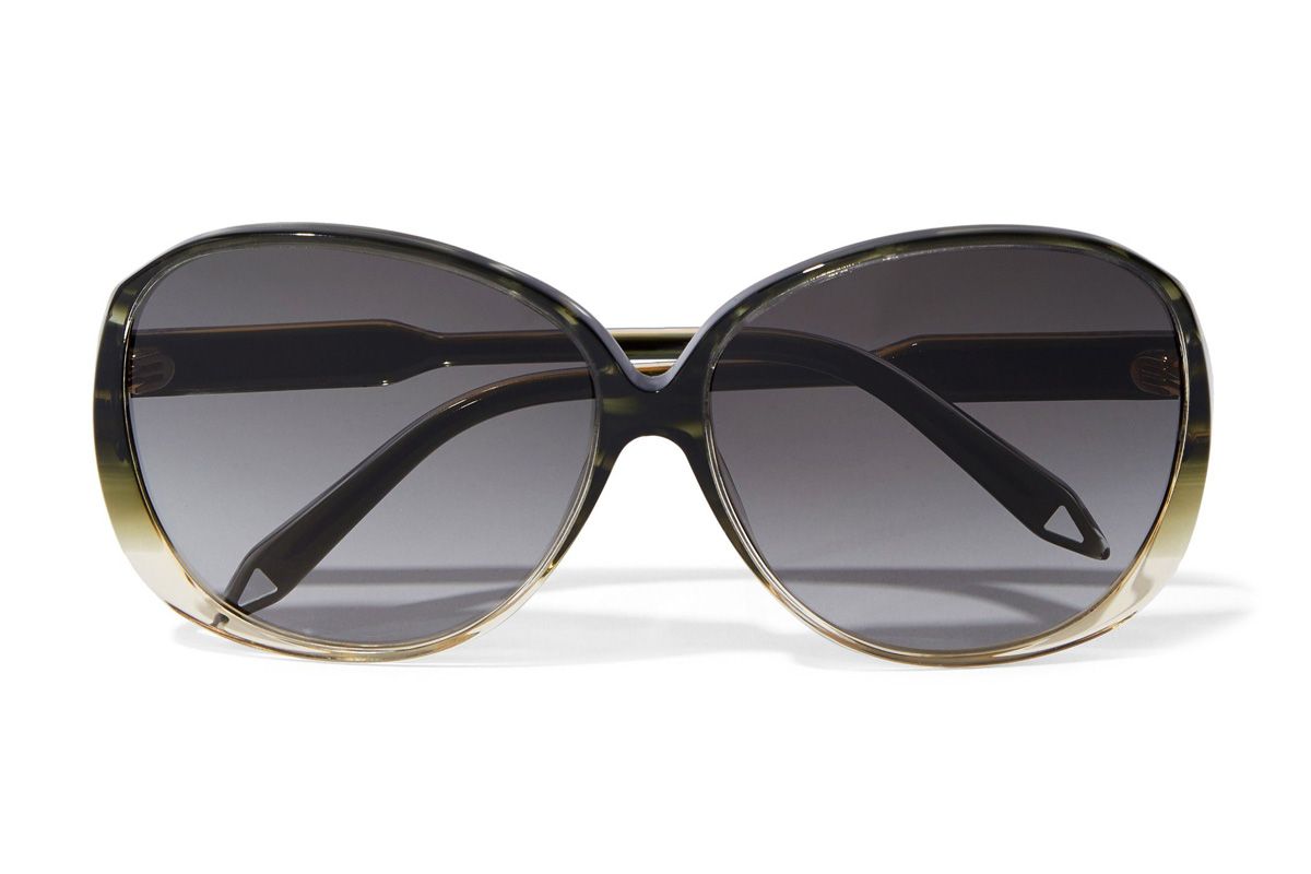 victoria beckham round frame acetate and gold tone sunglasses