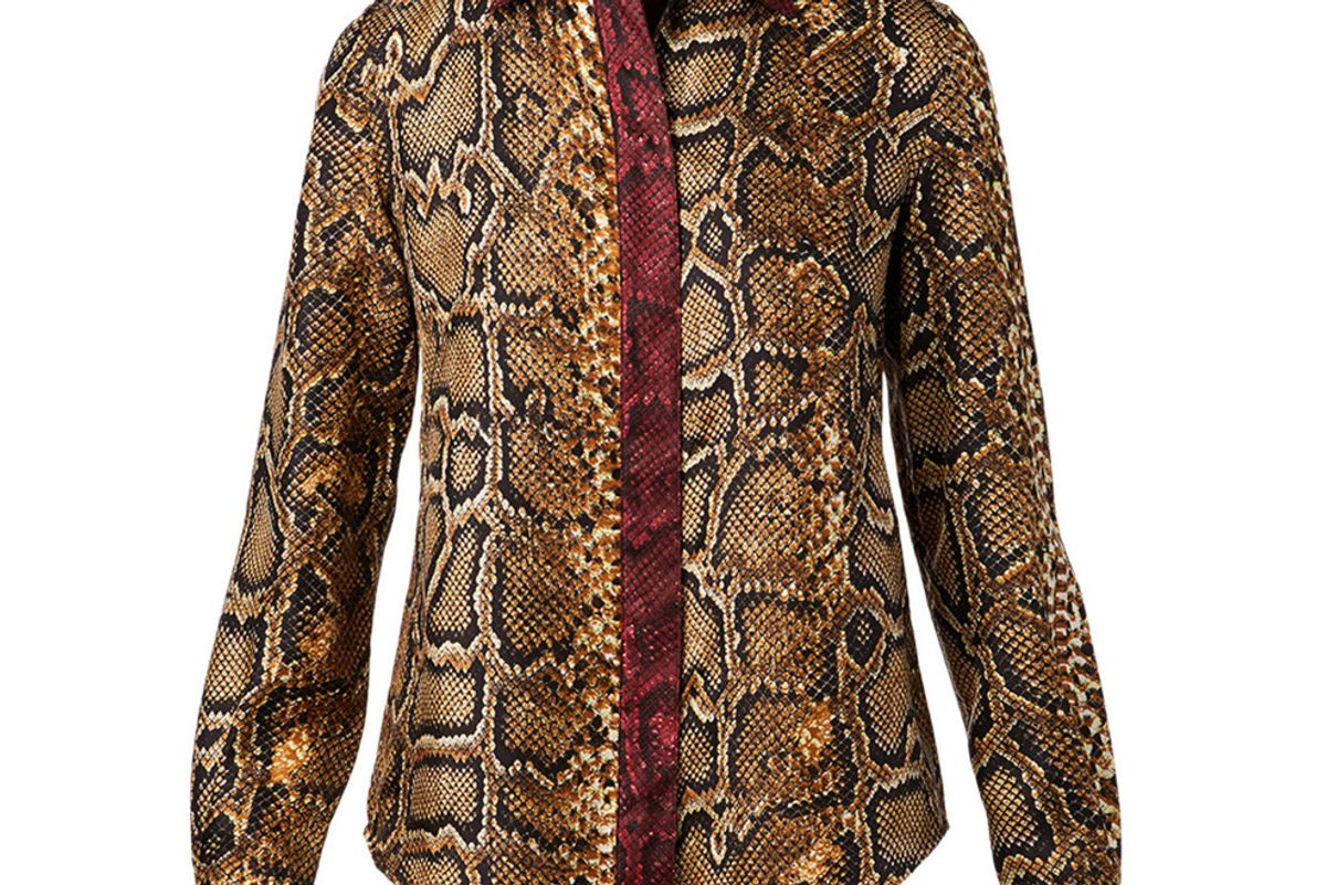 victoria beckham silk blouse in python print