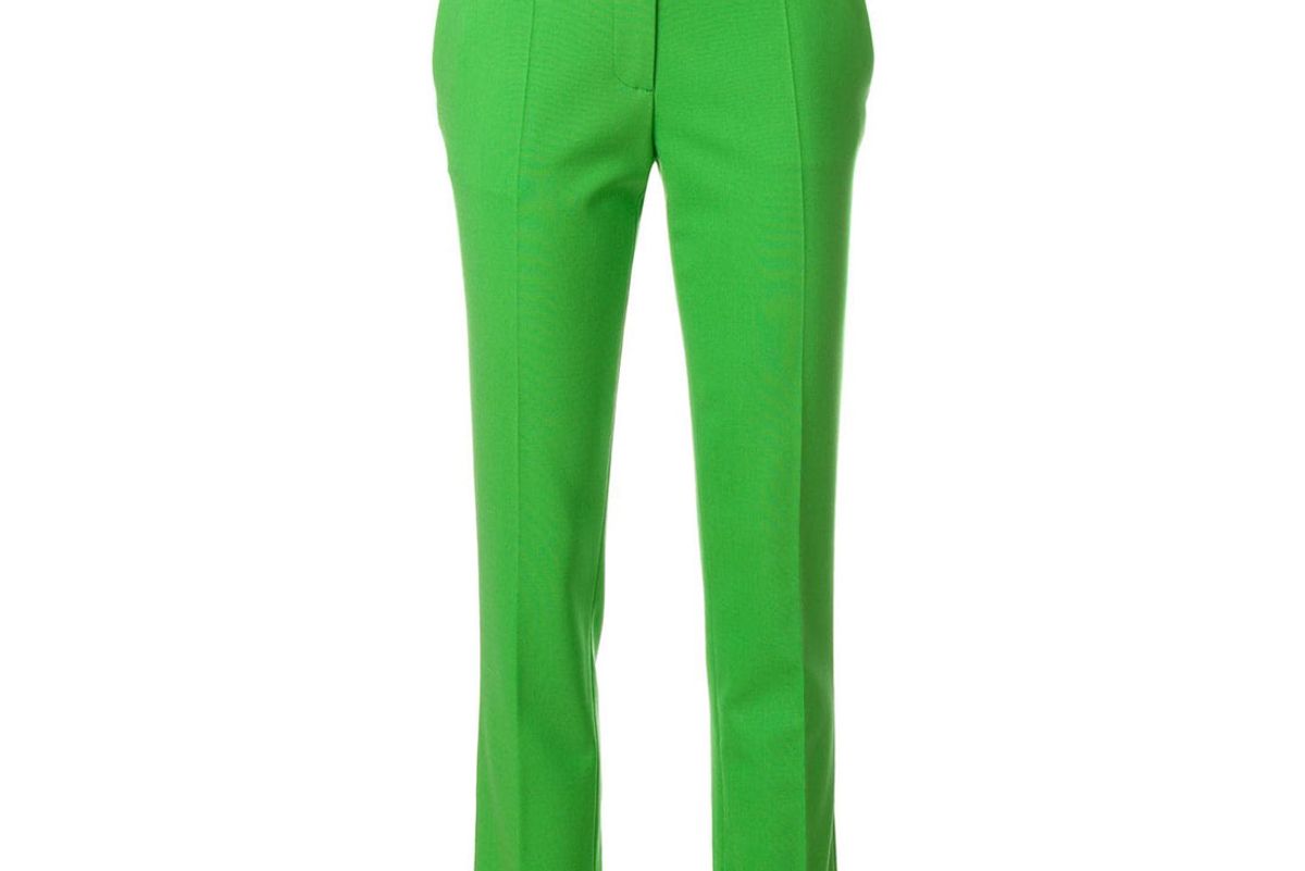 victoria beckham straight green trousers