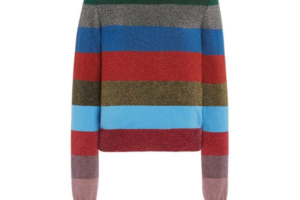 victoria beckham striped metallic cotton blend knit