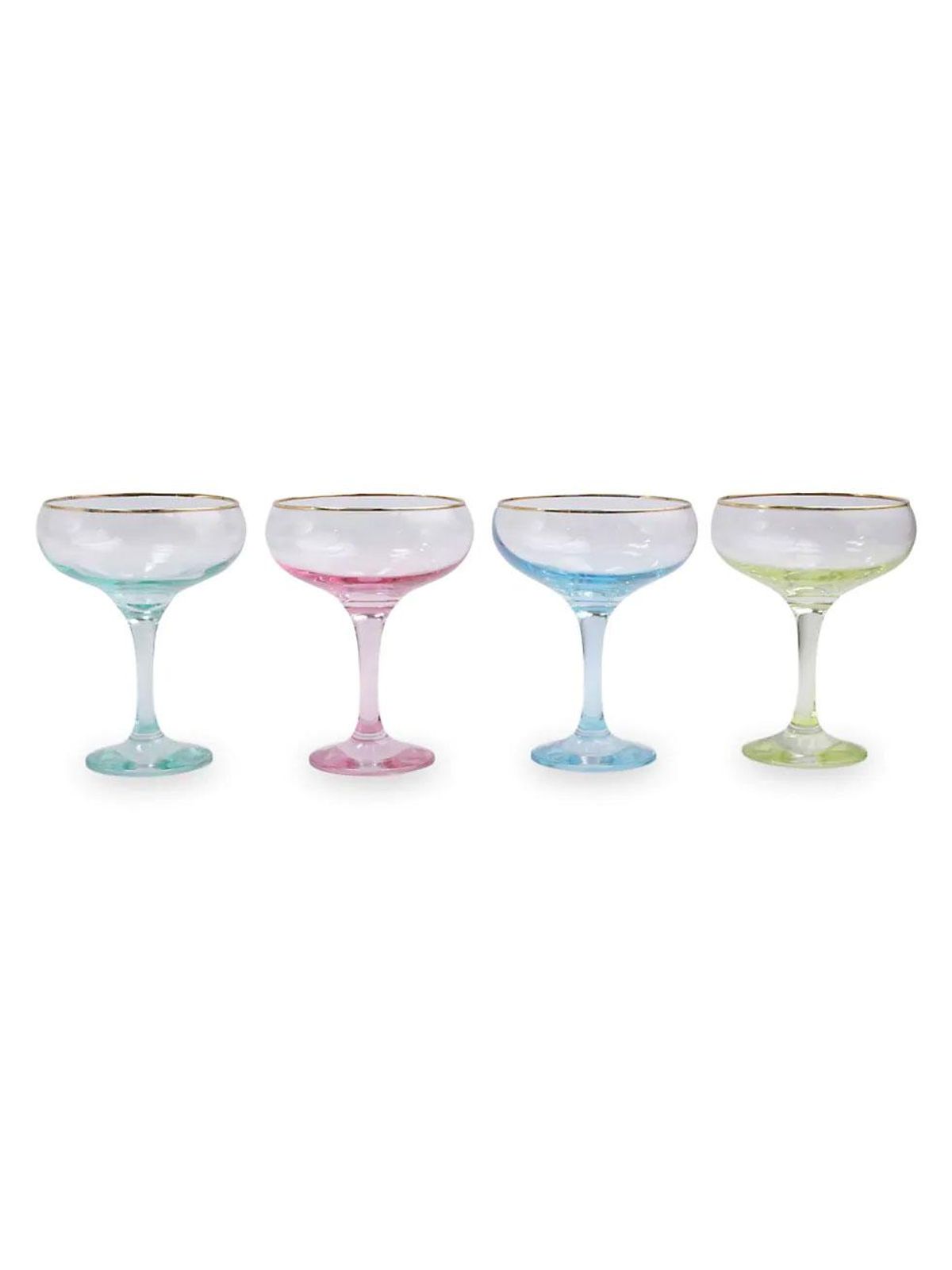 vietri rainbow 4 piece assorted coupe champagne glass set