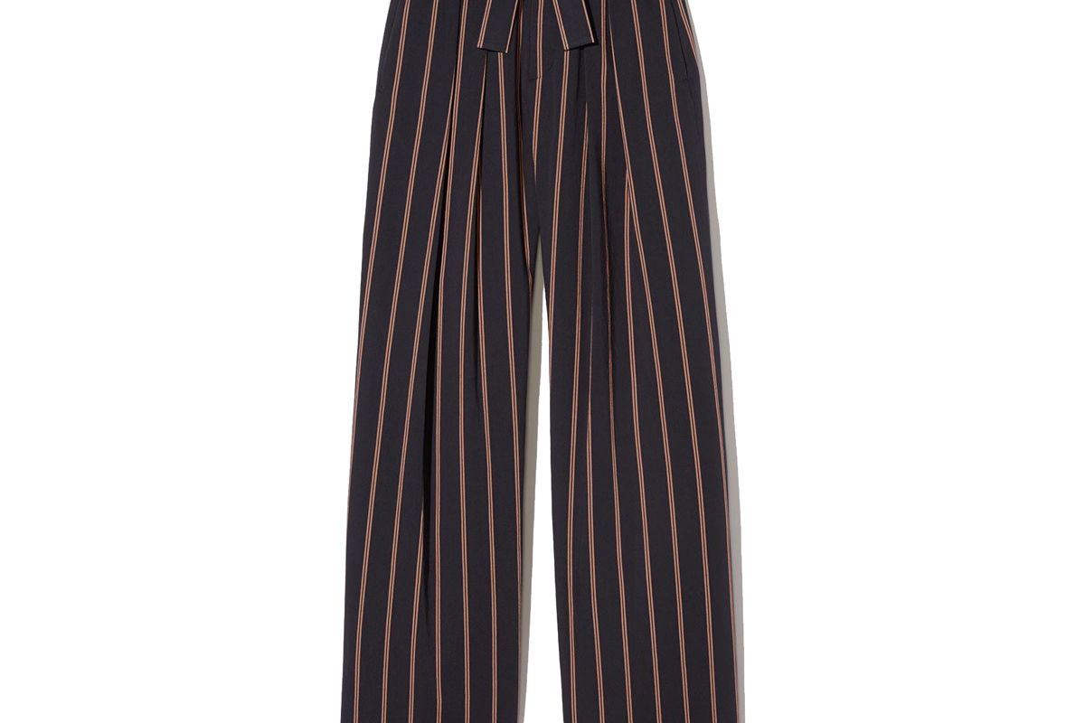 vince belted stripe wide leg pants
